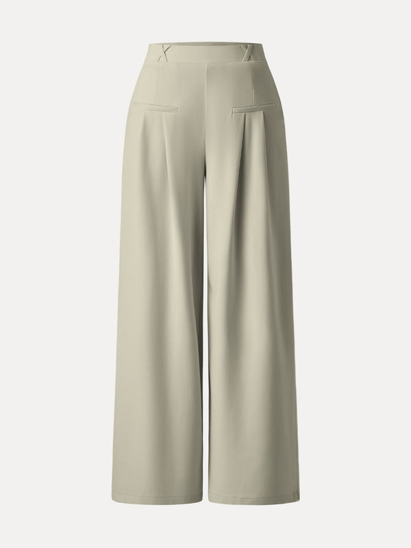 Mid Rise Wide Leg Trouser with Pockets Drapey Bamboo Ponte