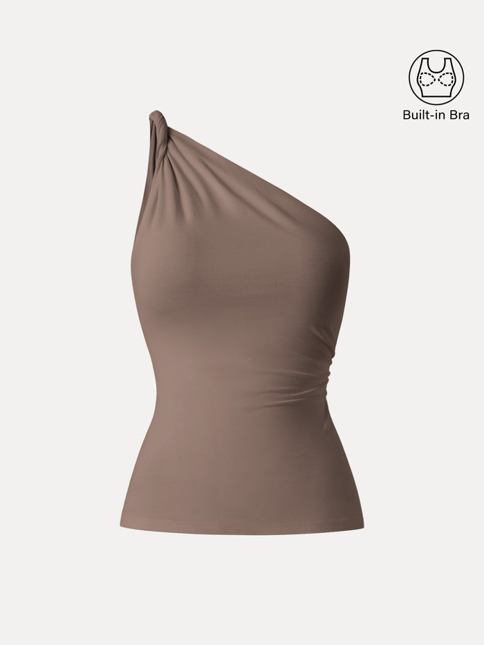 One Shoulder Twisted Bra Tank