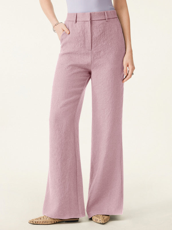 European Linen Mid Rise Flared Pant with Pockets