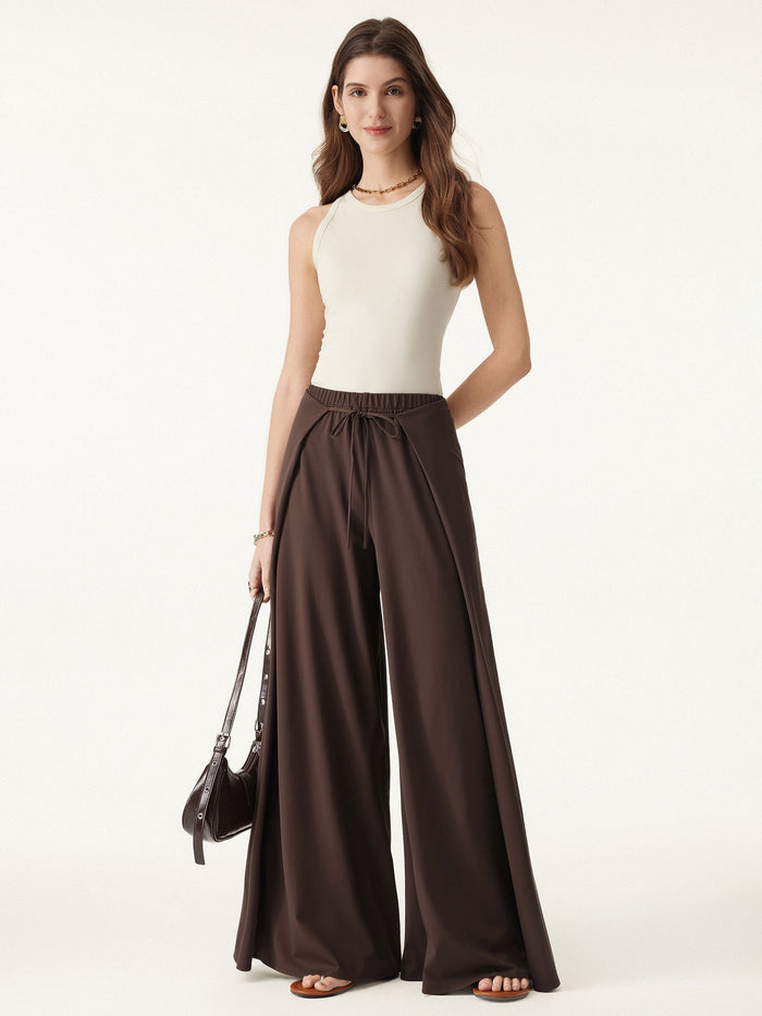 Bamboo Ponte Wrap-tie Palazzo Pant with Pockets