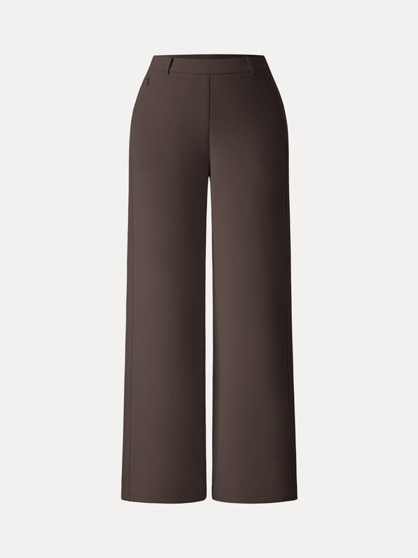 Stretch Cotton Blend Slimming High Rise Wide Leg Pant