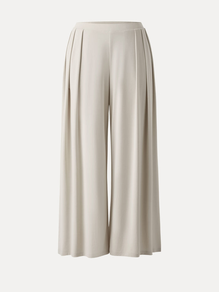 Sandwashed Mid Rise Pleated Wide Leg Palazzo Pant with Pockets