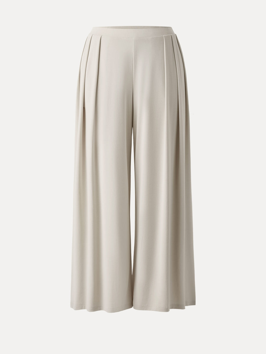 Sandwashed Mid Rise Pleated Wide Leg Palazzo Pant with Pockets