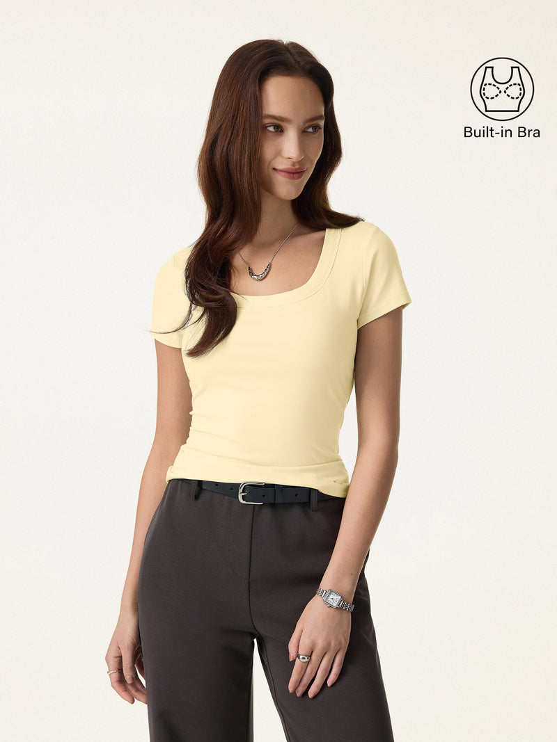 SkinKiss U-Neck Short Sleeve Everyday Bra Top