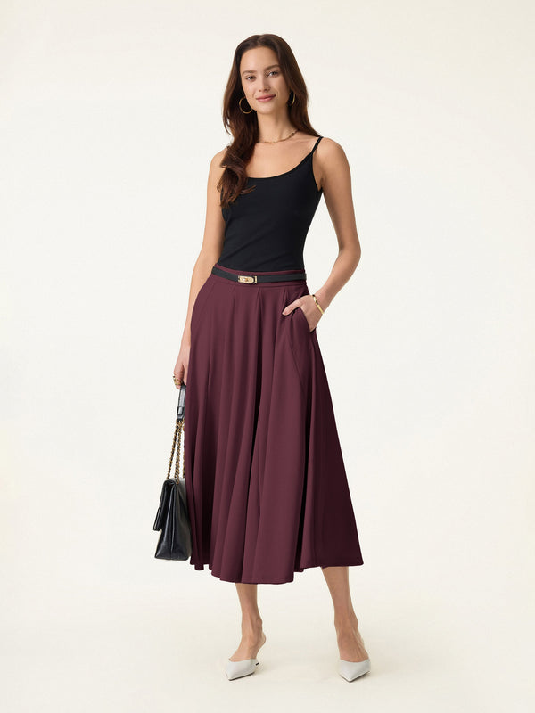 Lyocell Blend Volume Skirt with Pockets
