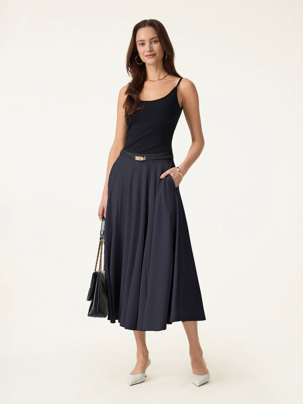 Lyocell Blend Volume Skirt with Pockets