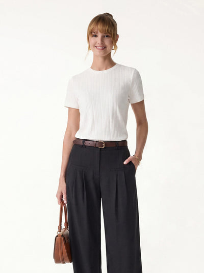 Pointelle Tucked Short Sleeve Summer Tee