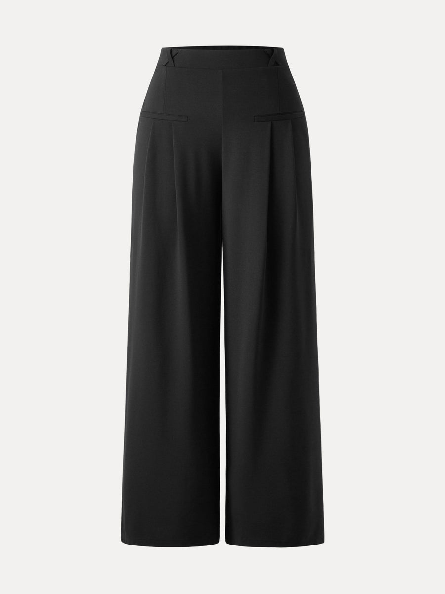 Mid Rise Wide Leg Trouser with Pockets Drapey Bamboo Ponte