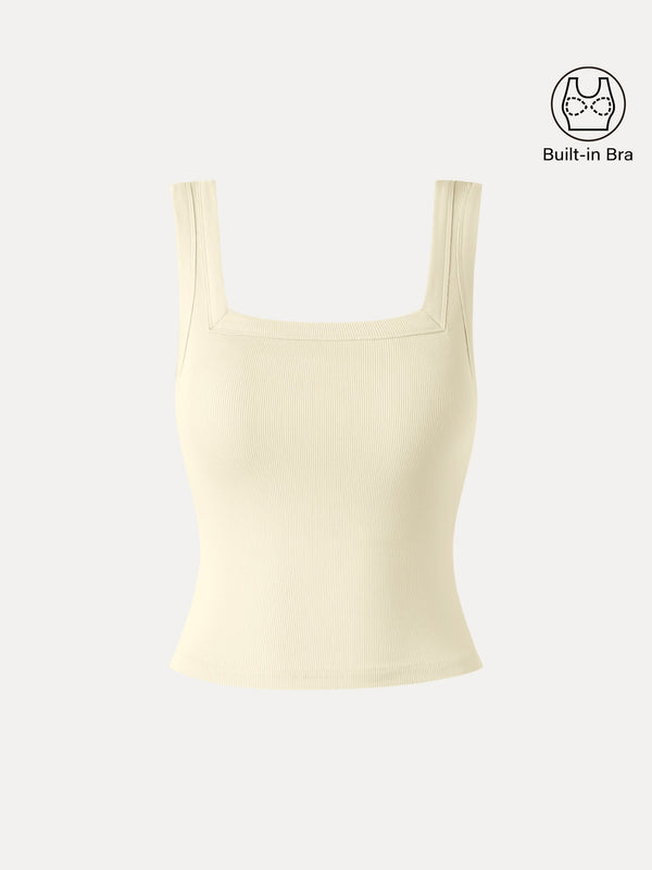 Slinky Square Open-Back Bra Tank Top
