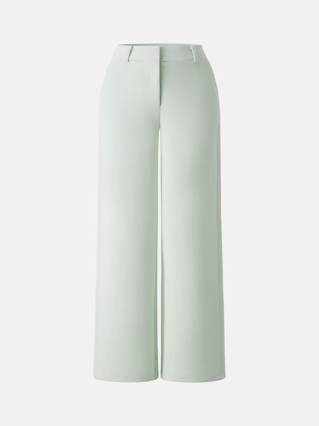 Stretchy Mid Rise Fly-Front Wide Leg Trouser