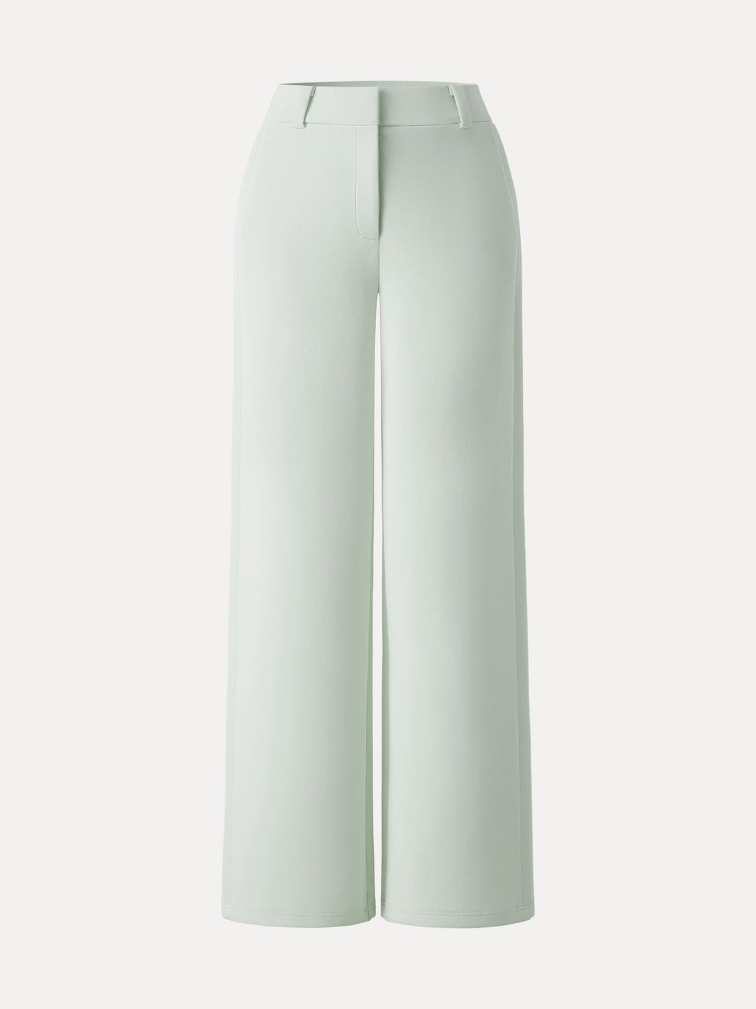 Stretchy Mid Rise Fly-Front Wide Leg Trouser