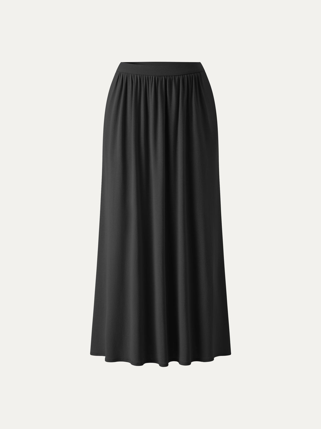 Soft Linen Knit Gathered A-Line Maxi Skirt with Pockets