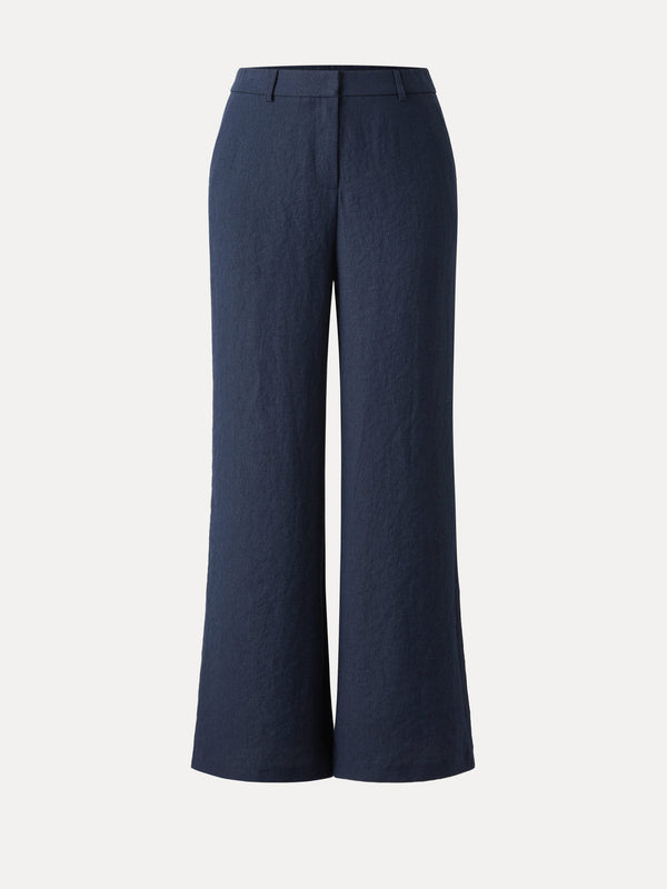 European Linen Mid Rise Flared Pant with Pockets