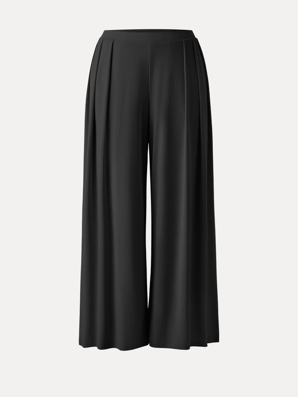 Sandwashed Mid Rise Pleated Wide Leg Palazzo Pant with Pockets