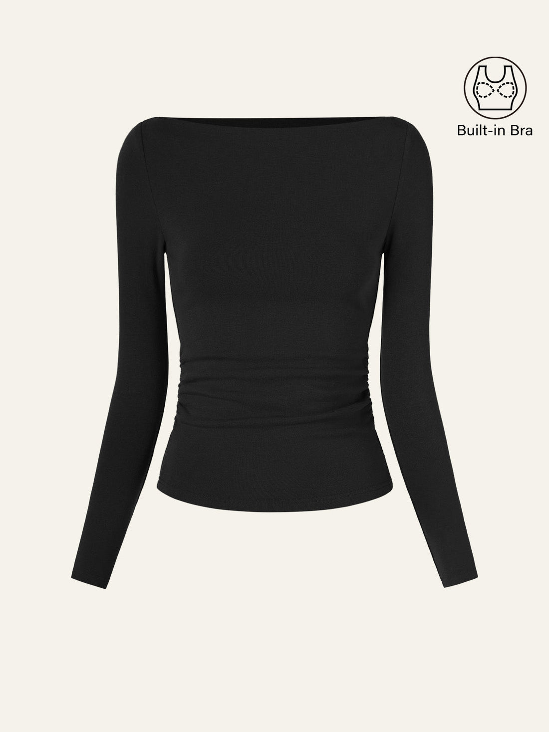 Modern Side Ruched Boatneck Bra Top