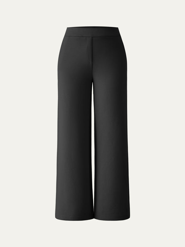 Textured Mid Rise Pull-on Straight Pant with Pockets