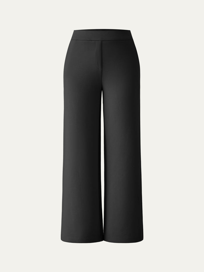 Textured Mid Rise Pull-on Straight Pant with Pockets