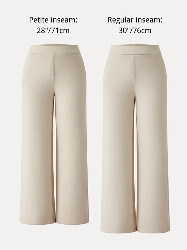 Textured Mid Rise Pull-on Straight Pant with Pockets
