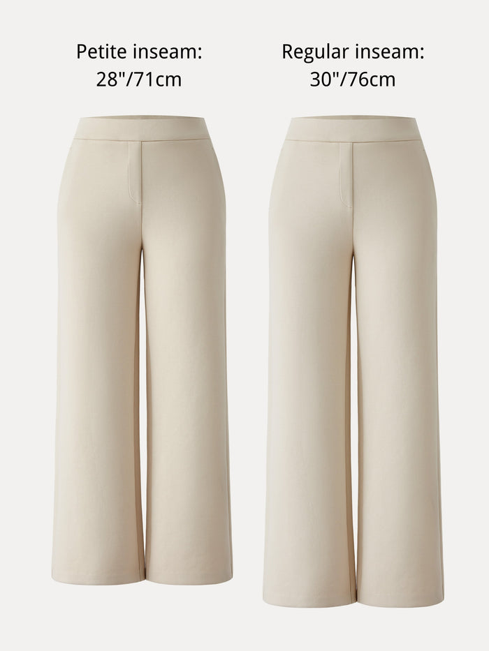 Textured Mid Rise Pull-on Straight Pant with Pockets