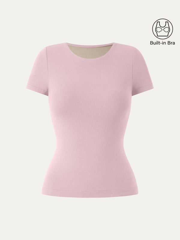 Crewneck Slimming Short Sleeve New Airy Bra Top