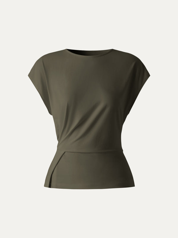 Cooling Ponte Relaxed Round Neck Tucked Top