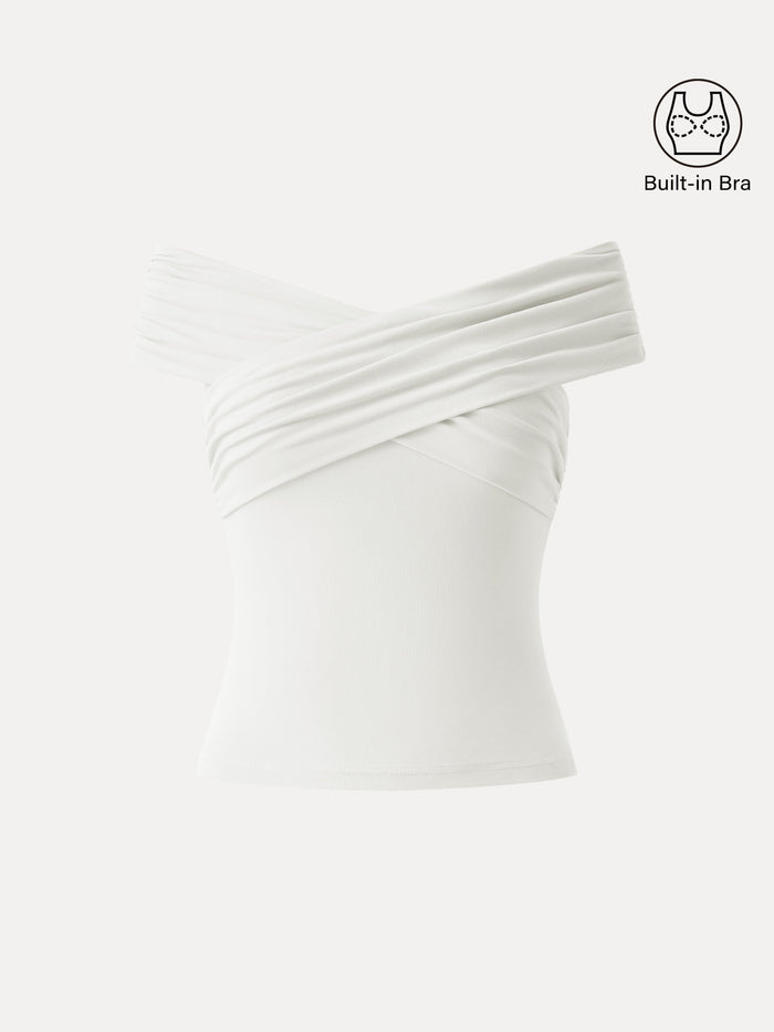Criss Cross Off Shoulder New Airy Bra Top