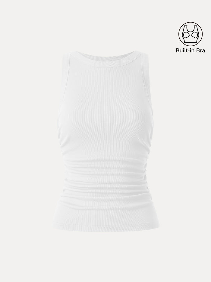 Crewneck Side Ruched Bra Tank
