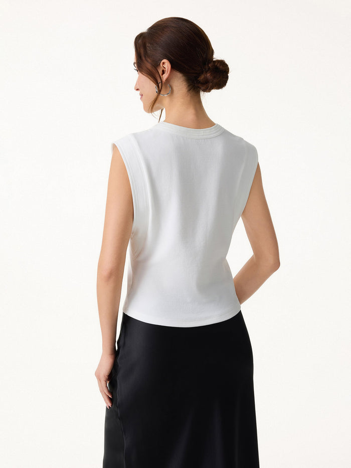Soft Cotton Lyocell Cropped Wide Shoulder Tank