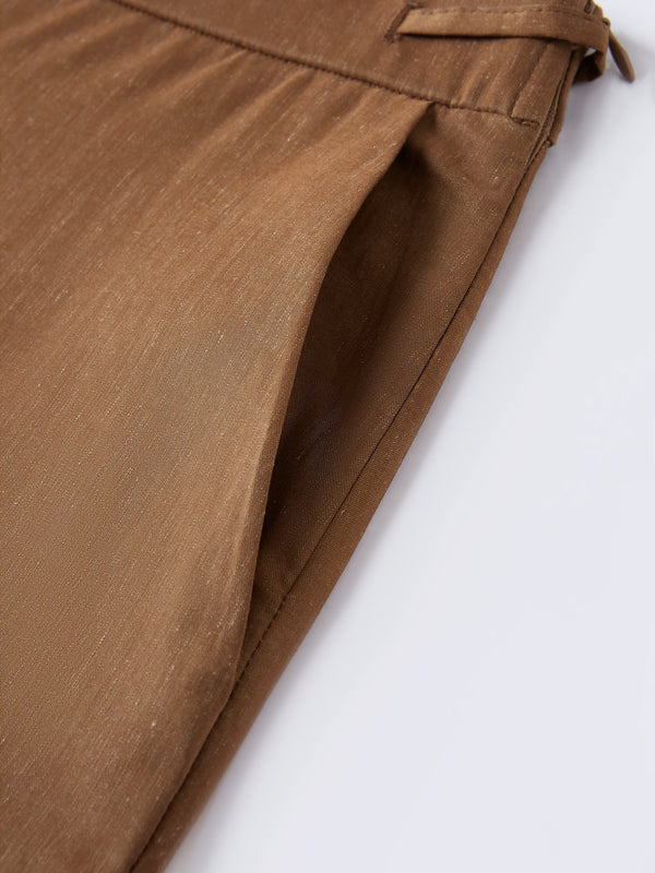 Wrinkle-Resistant Linen Drawstring Wide Leg Pant with Pockets