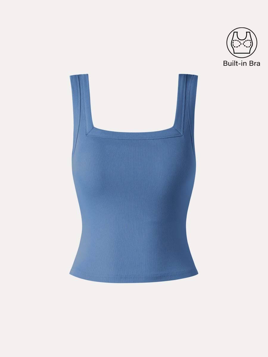 Slinky Square Open-Back Bra Tank Top