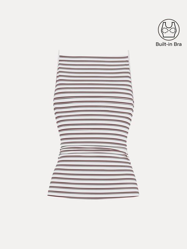 Striped Side Ruched Spaghetti New Airy Bra Tank
