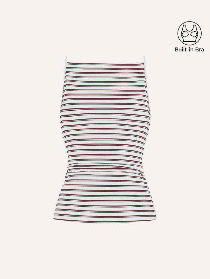 Striped Side Ruched Spaghetti New Airy Bra Tank