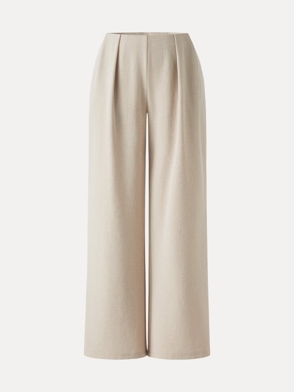 Airy Stretch Linen Wide Flare Pant with Pockets