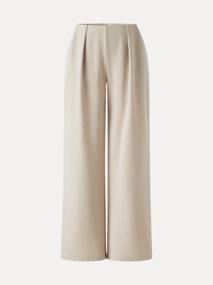 Airy Stretch Linen Wide Flare Pant with Pockets