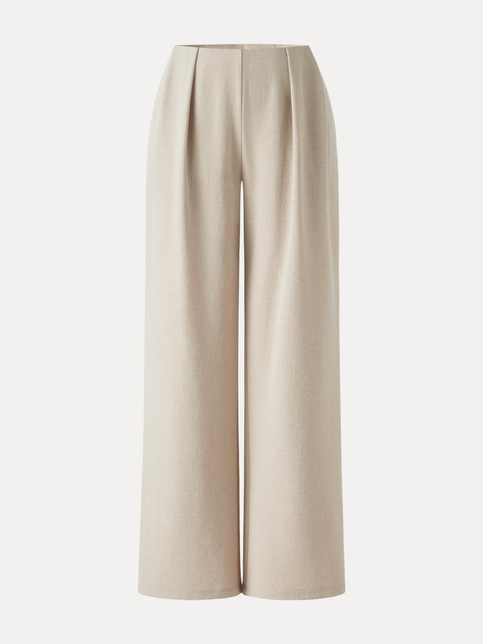 Airy Stretch Linen Wide Flare Pant with Pockets
