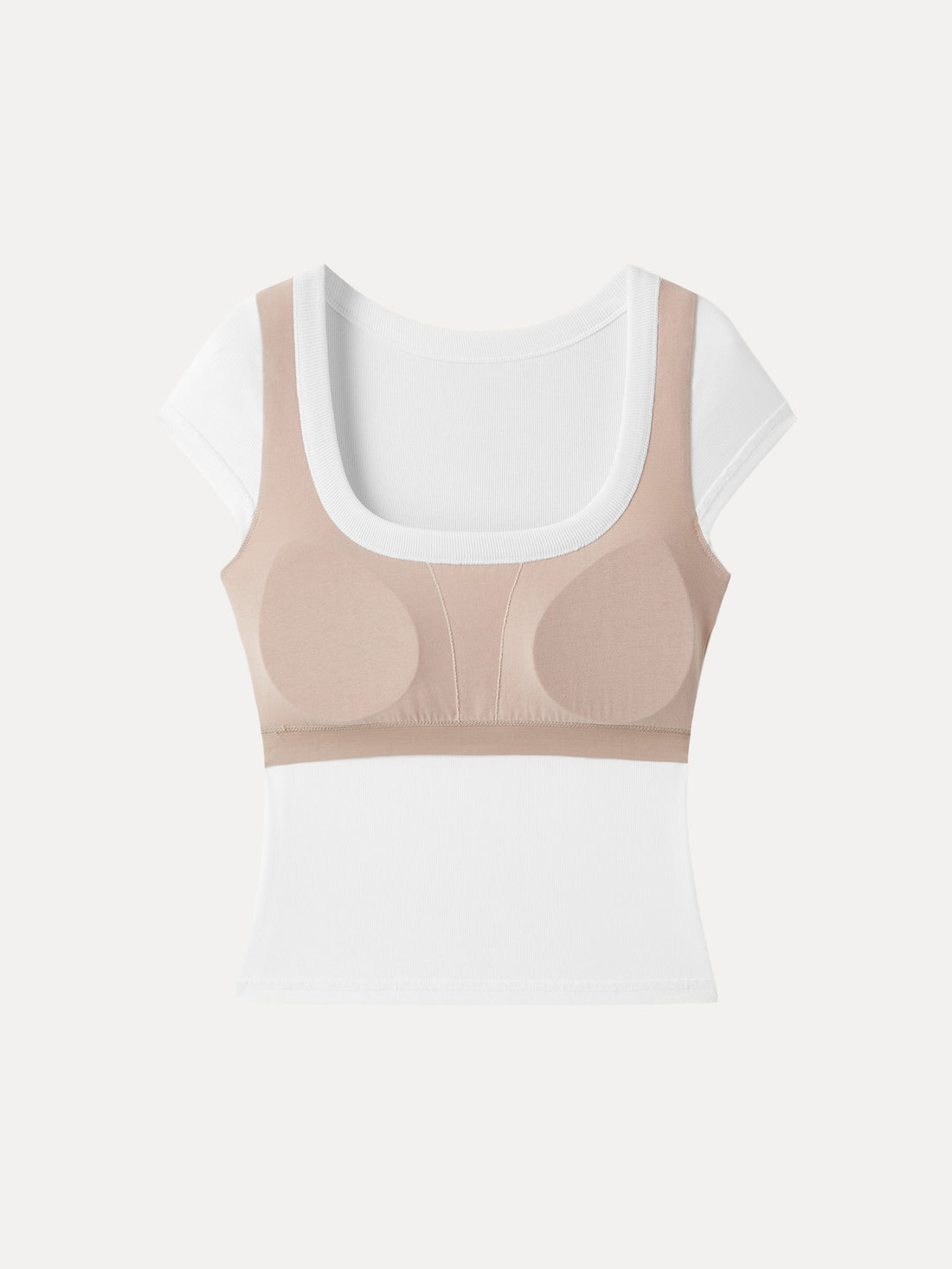 Stretch Cotton Square Neck Cap Sleeve Bra Top