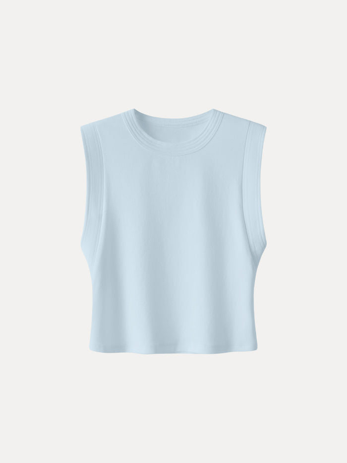 Soft Cotton Lyocell Cropped Wide Shoulder Tank