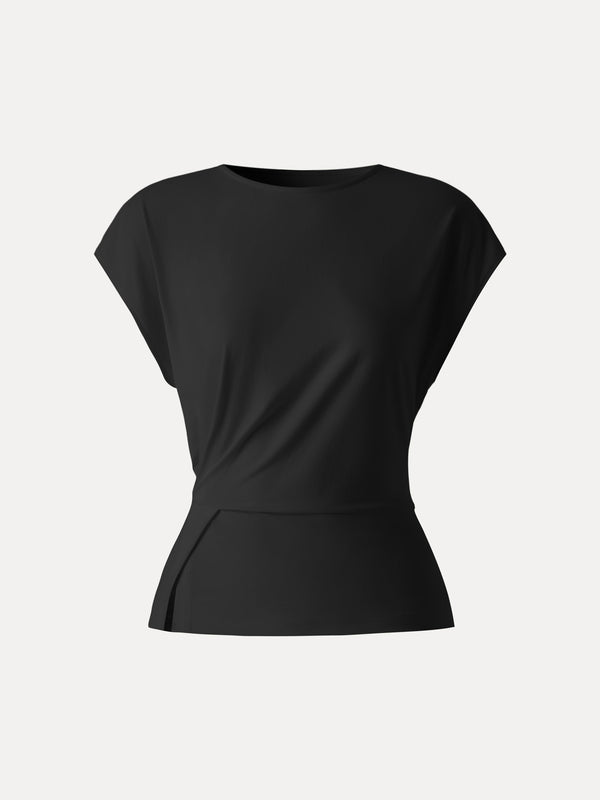 Cooling Ponte Relaxed Round Neck Tucked Top