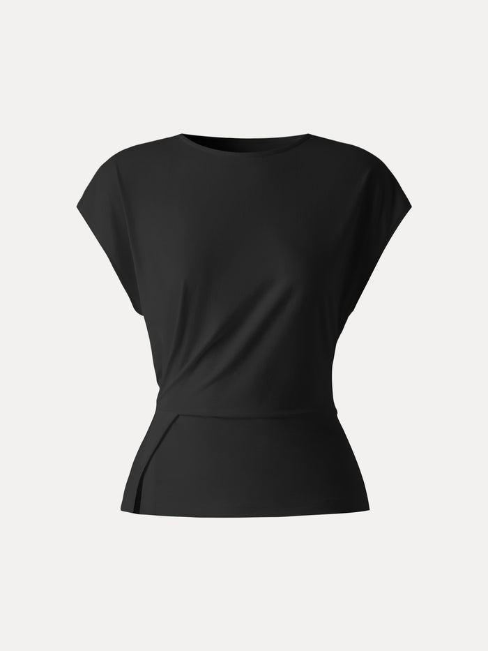 Cooling Ponte Relaxed Round Neck Tucked Top