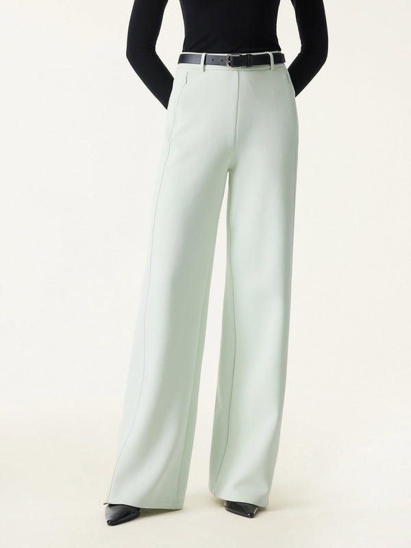 Stretch Cotton Blend Slimming High Rise Wide Leg Pant