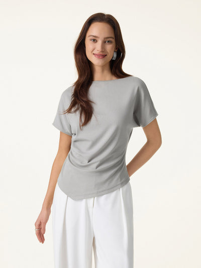 Cotton Lyocell Boatneck Angled Summer Tee
