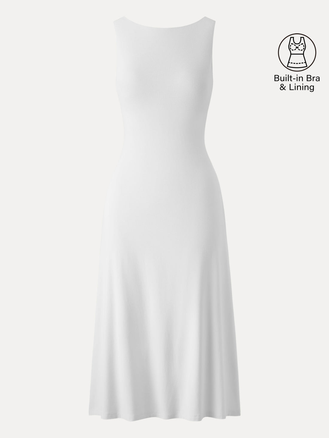 Classy Boatneck Open Back Bandless Midi Bra Dress