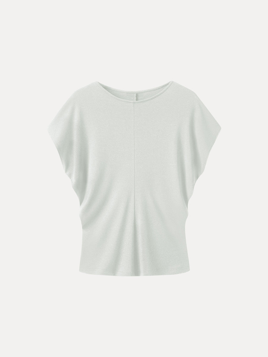Linen-Blend Round Neck Relaxed Summer Top
