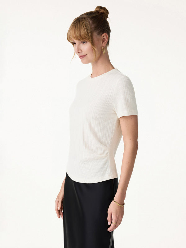 Pointelle Tucked Short Sleeve Summer Tee