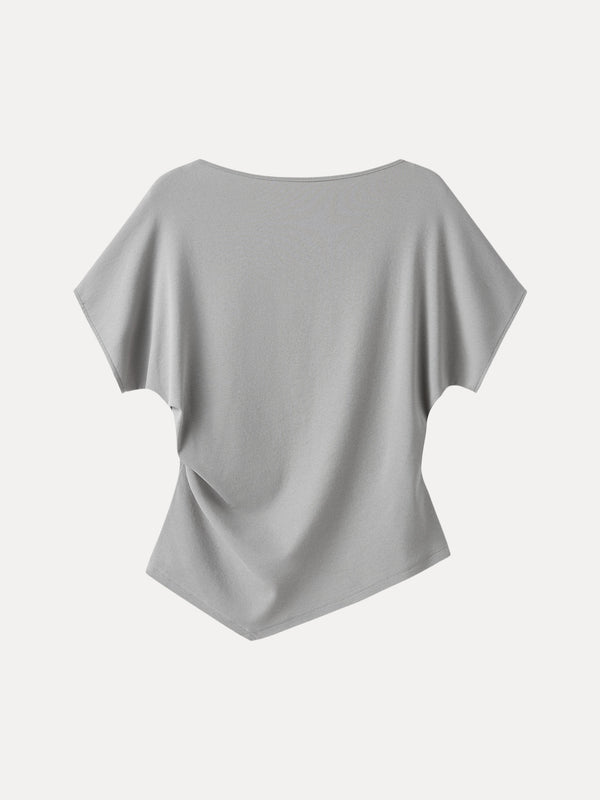 Cotton Lyocell Boatneck Angled Summer Tee