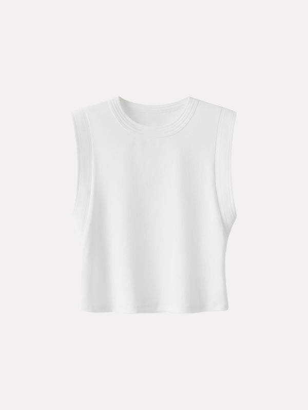 Soft Cotton Lyocell Cropped Wide Shoulder Tank