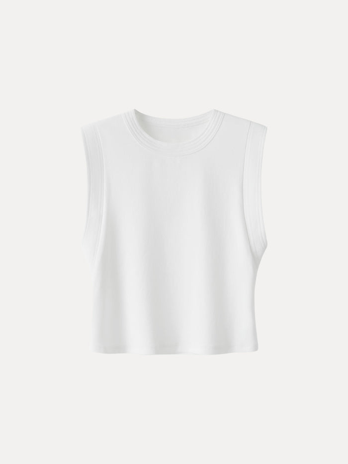 Soft Cotton Lyocell Cropped Wide Shoulder Tank