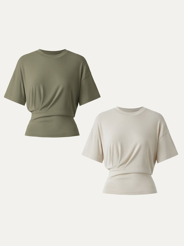 Crewneck Short Sleeve Tucked Tee