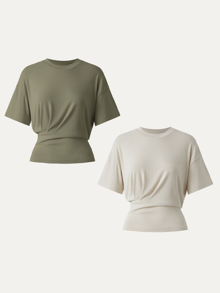 Crewneck Short Sleeve Tucked Tee