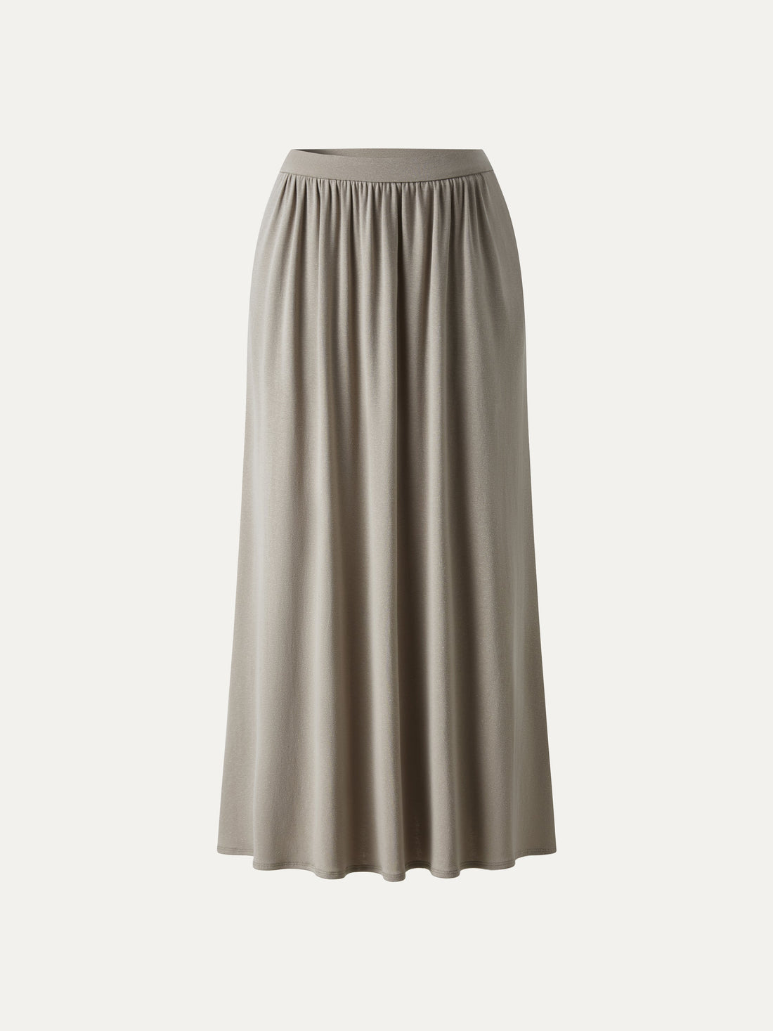 Soft Linen Knit Gathered A-Line Maxi Skirt with Pockets